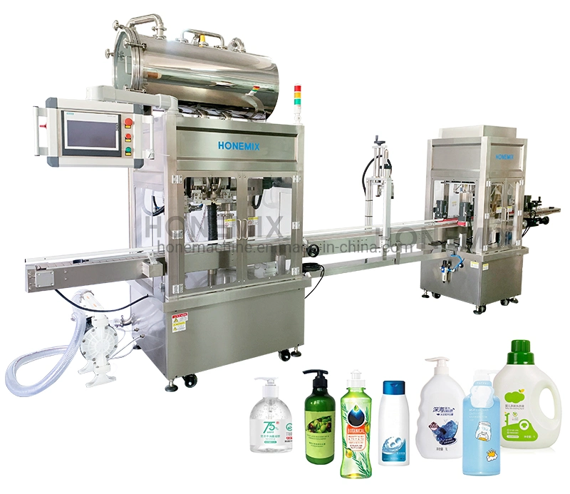 Hone Automatic High Speed Bottle Filler Liquid Filling Machine for Shampoo Hand Wash Shower Gel Laundry Detergent Body Lotion with Capping Labeling