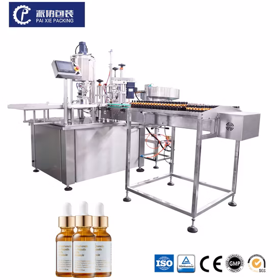 Full Automatic Essential/Fragrance/Skin Protection/Oil Perfume Eye Dropper Sprayer Vial Small Liquid Glass Plastic Bottle Filling/Capping/Labeling Machine